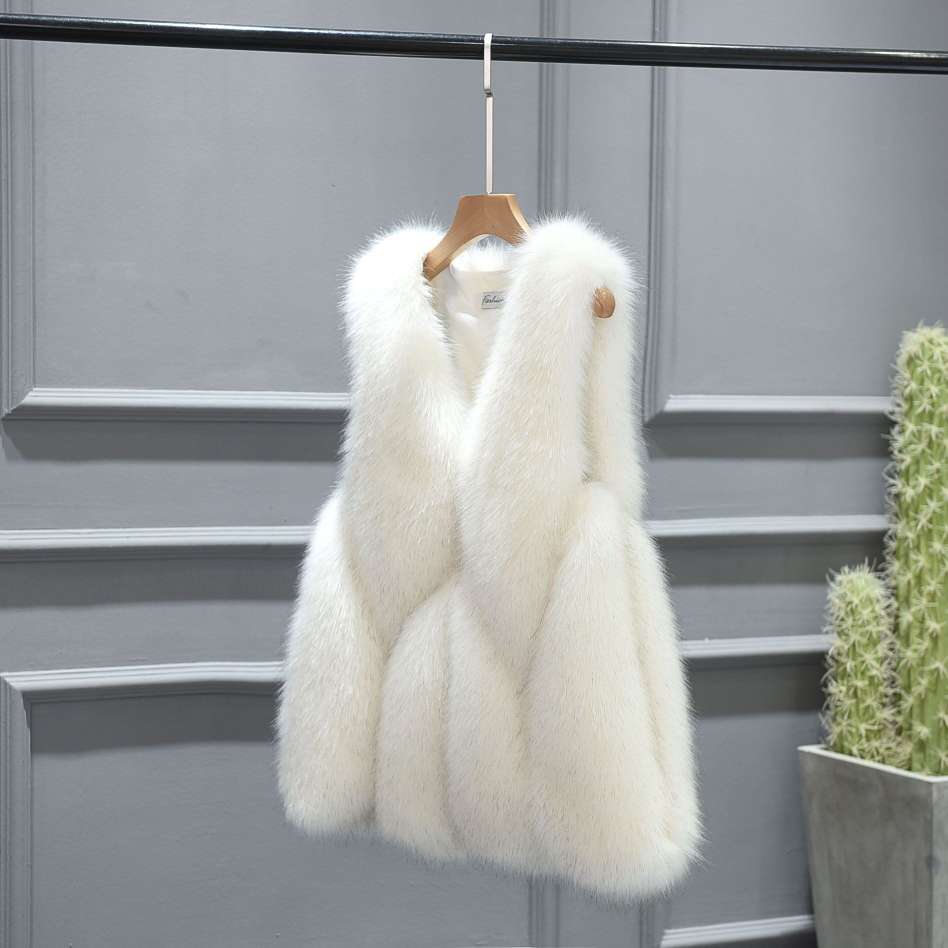 Selling New Imitation Fur Waistcoat Fox Hair Medium Long Women's Vest Slim Splicing Coat Application Scenario