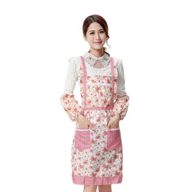 Protect clothes with apron not dirty double dress suit with sleeves do housework kitchen cooking thumbnail