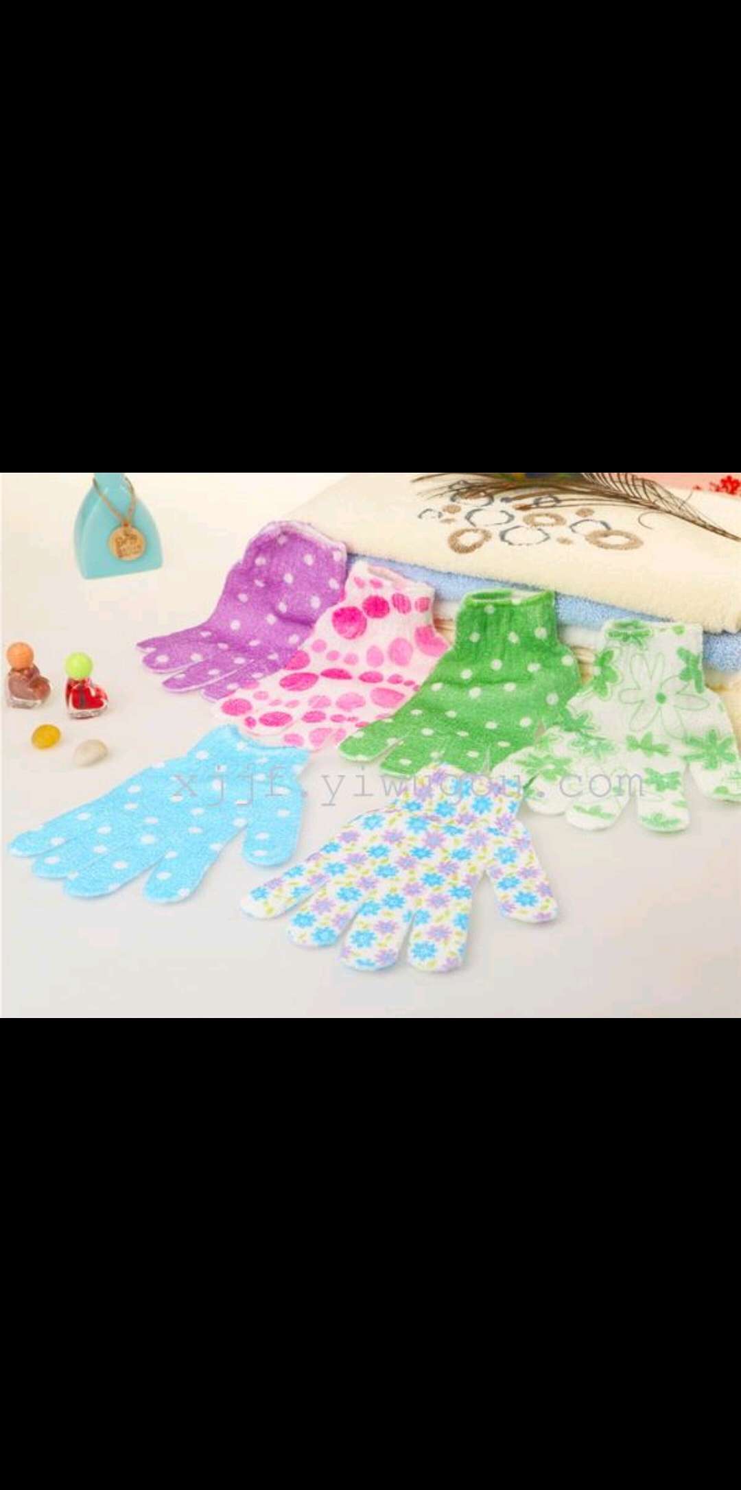 Bath Flower Toiletries Bath Flower Toiletries Printed Bath Towel Five-Finger Bath Gloves Multi-Color Batch