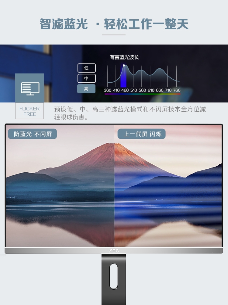AOC I2490PXH5 24英寸IPS无边框台式电脑显示器可升降旋转办公液晶显示屏可壁挂外接笔记本PS4屏幕监窄边框详情图7