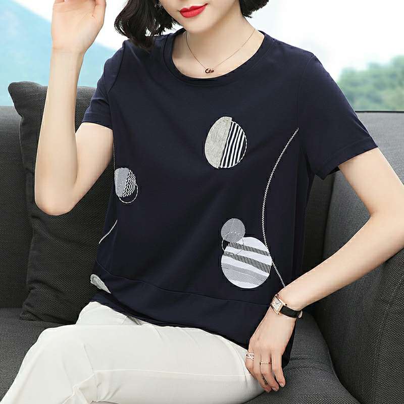 纯棉短袖t恤衫宽松2020夏装新款中年妈妈半袖女丅中老年女装上衣