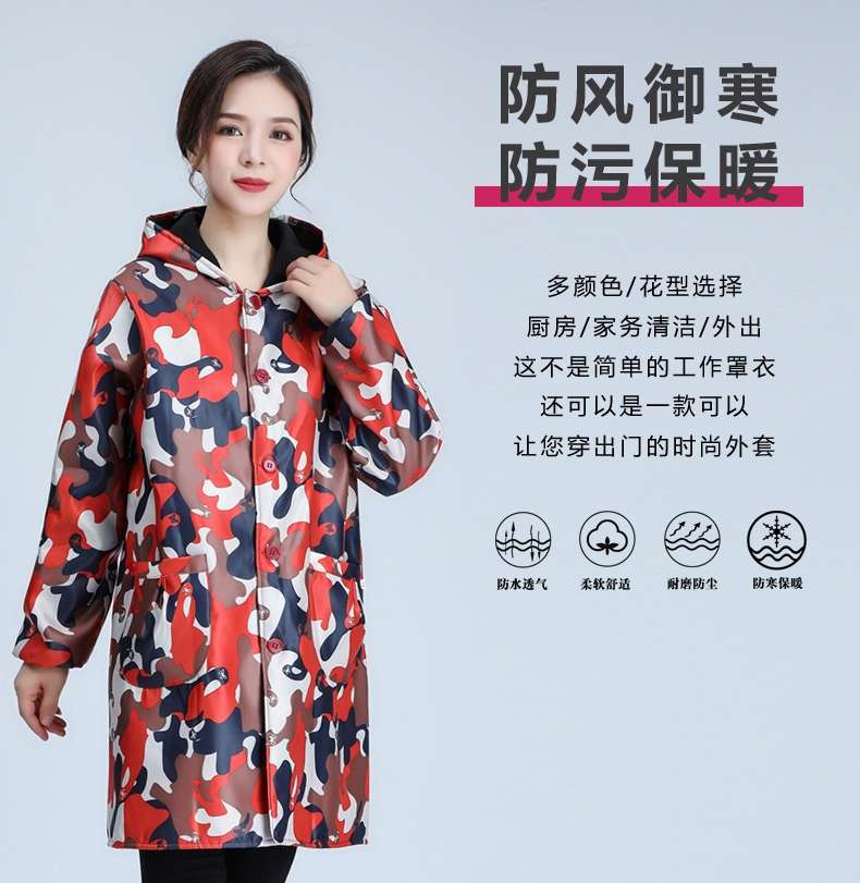 Winter thickened coverings for adults and women, fleece thickened kitchen and household aprons, waterproof and oil-resistant adult work clothes for men Specification image