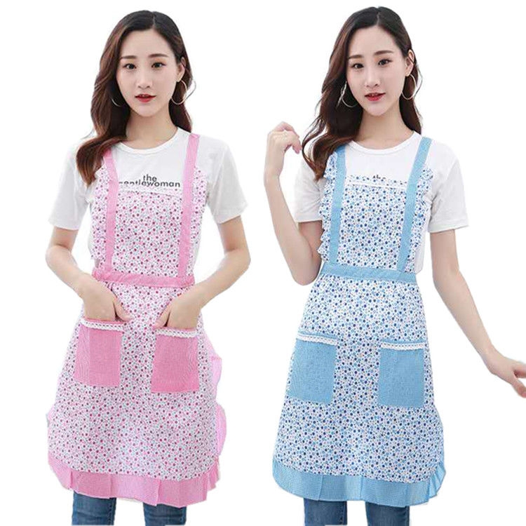 Korean version of the cooking apron women's sleeveless adult garment home fashion floral double anti - oil thumbnail