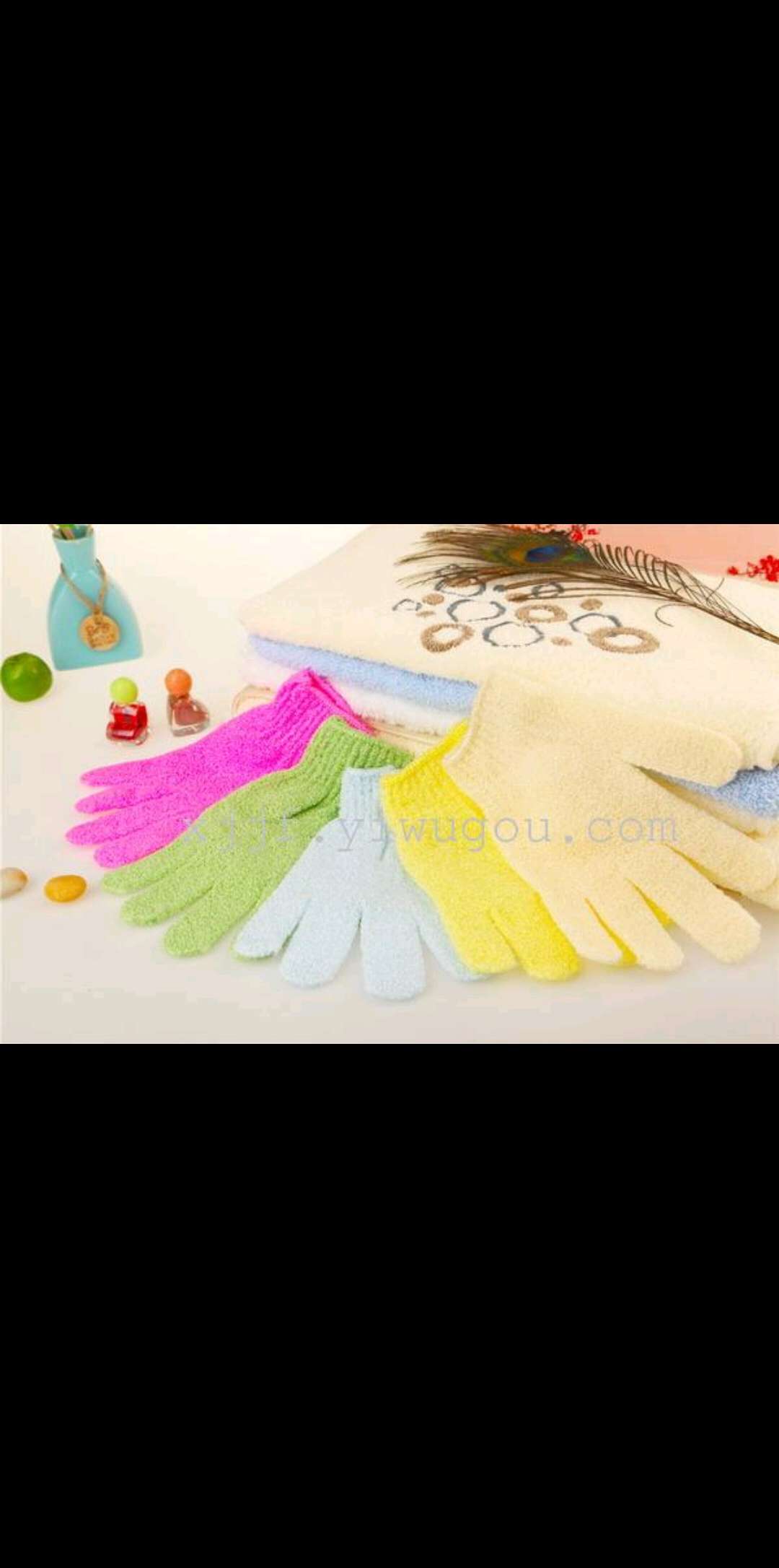 Bath Flower Toiletries Bath Flower Toiletries Printed Bath Towel Five-Finger Bath Gloves Multi-Color Batch details Picture