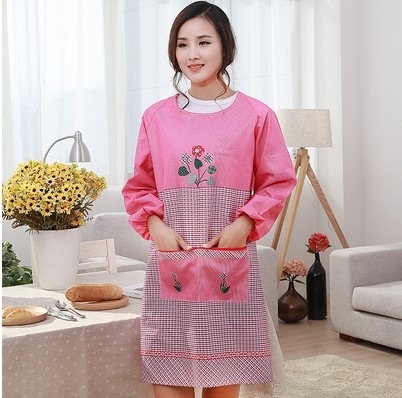 Adult cotton long sleeve smock kitchen with sleeve lengthened apron over overalls dustproof men's and women's inverted coats protective clothing thumbnail