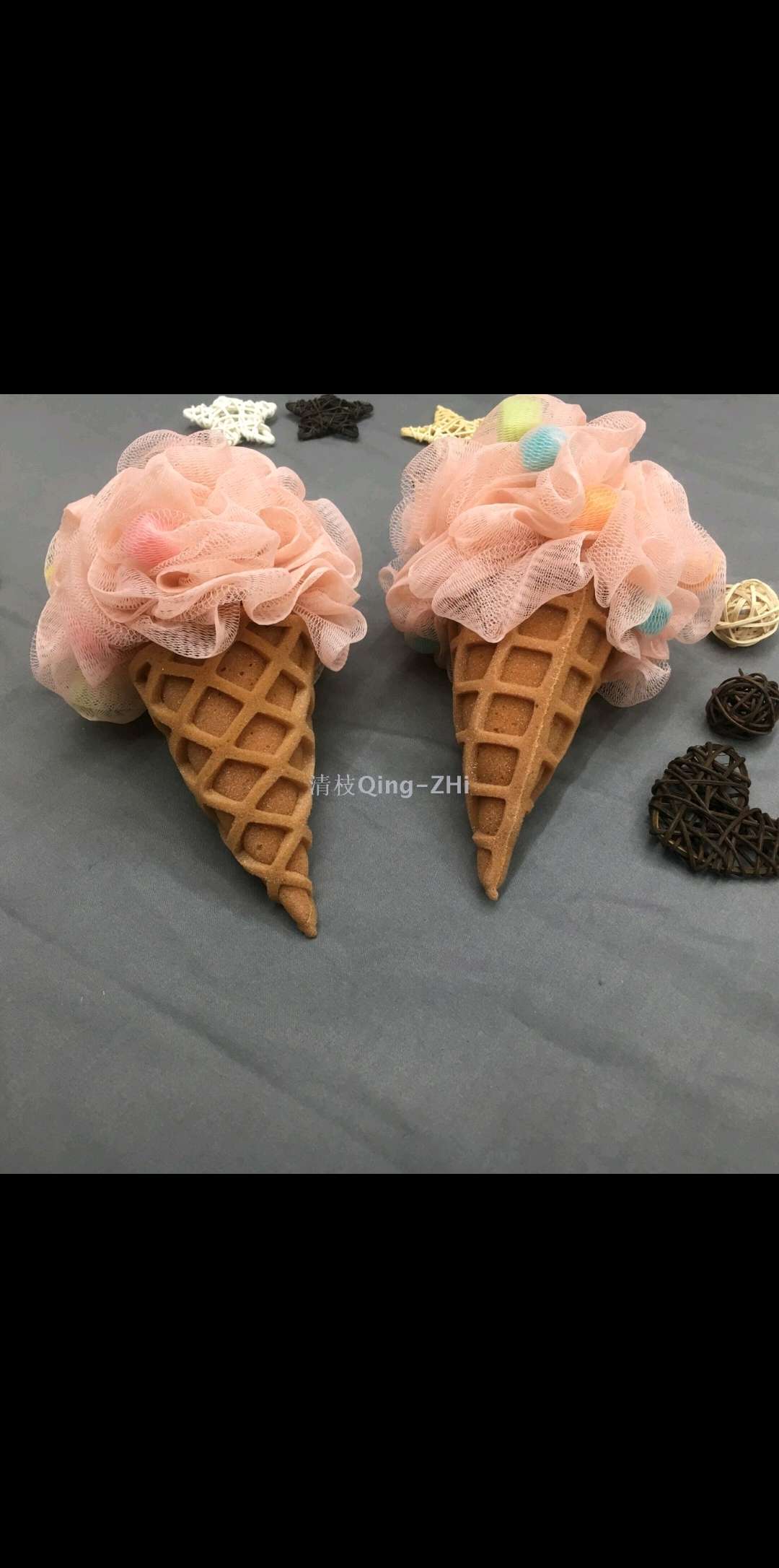 Clear branch brand lovely cartoon sponge ice cream bath ball bubble clean skin bath flower thumbnail