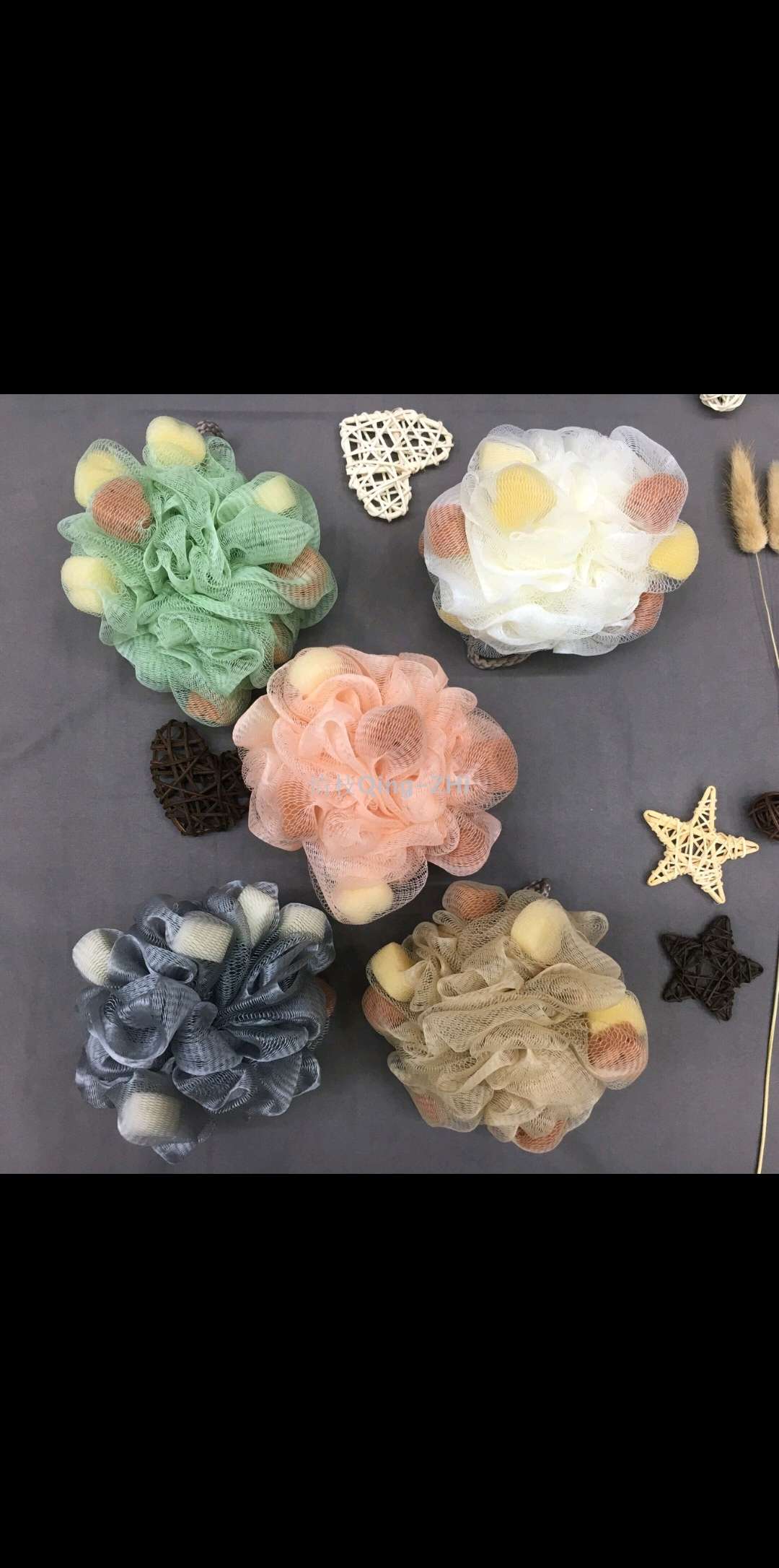 Lovely star sponge bath ball soft sponge plus super soft mesh surface to clean skin a lot of bubbling thumbnail