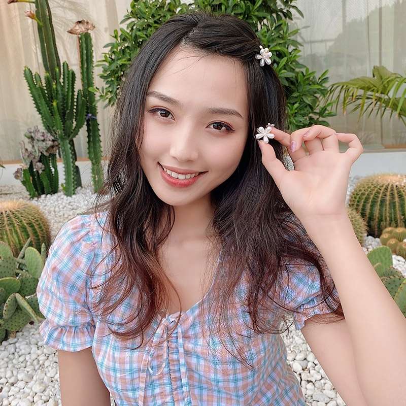 Grab grab flower head petal top clip, popular small hair accessory, flower 5-side clip, hair clip, pearl, Korean Instagram bangs undefined