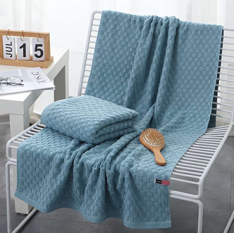 爱己爱家 厂家直销 8692格罗斯方块浴巾 纯棉精品家用白底实物图