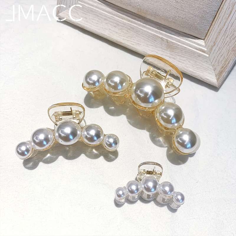 韩国气质淑女大小珍珠极简东大门实用慵懒抓夹发夹发饰女饰品韩国珍珠抓夹边夹少女发夹后脑勺大小号发抓头发夹子盘发发卡头饰详情图10