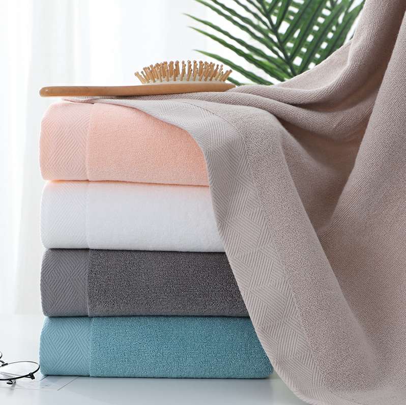 爱己爱家 厂家直销 8619斜纹素色浴巾 纯棉精美礼品浴巾