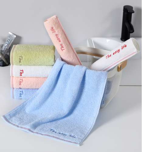 爱己爱家 厂家直销 8402简单生活绣字母毛巾 纯棉精美礼品毛巾