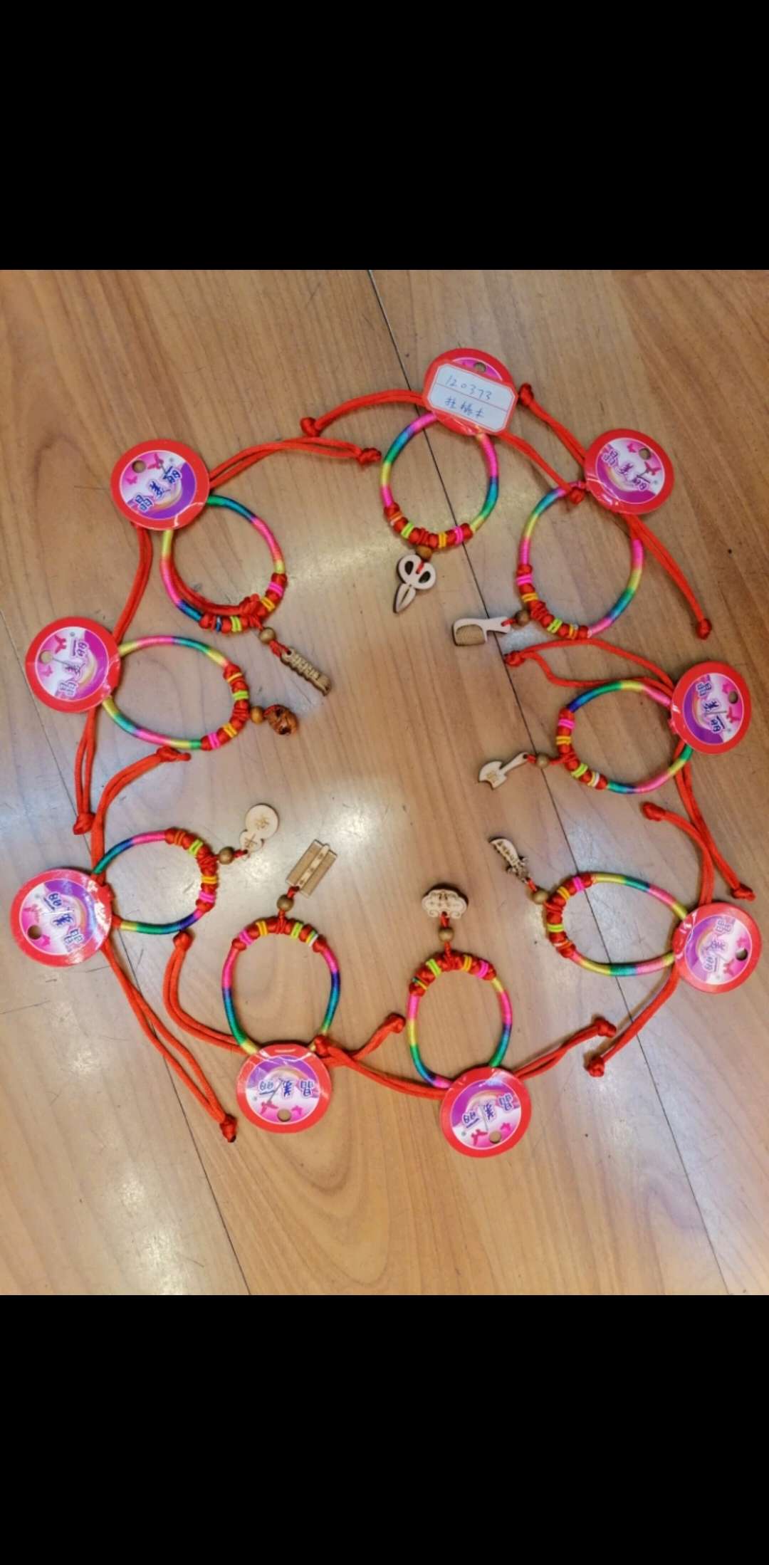 Colorful ring diamond knot hanging peach wood bracelet