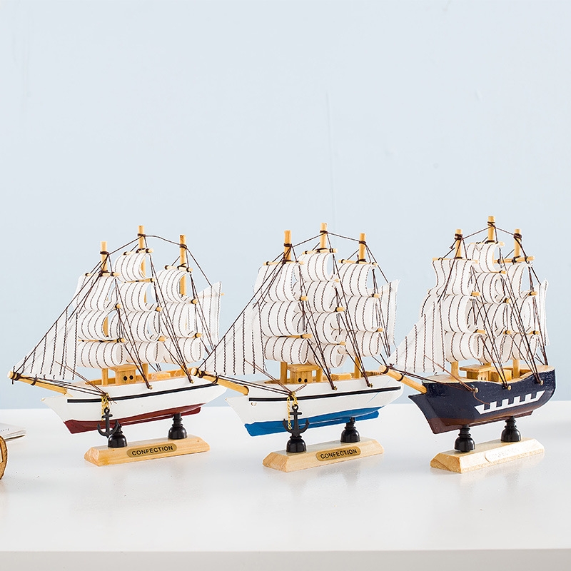 地中海风格16cm帆船模型家居饰品一帆风顺摆件摆件装饰海洋系列号
