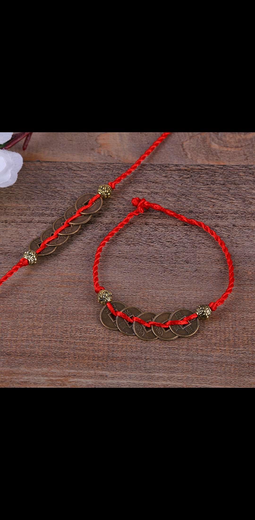 Red copper coin bracelet Item Picture
