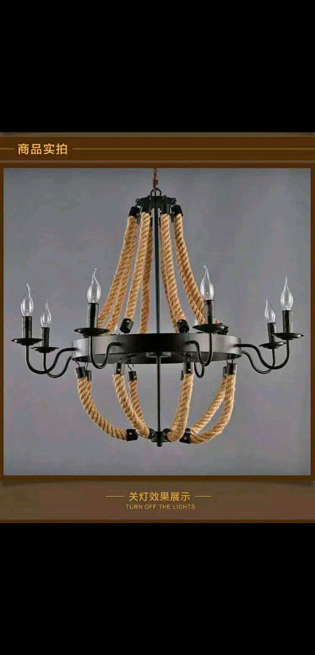 European-style ironwork, hemp rope lamps, LED chandeliers, candle chandeliers Item Picture