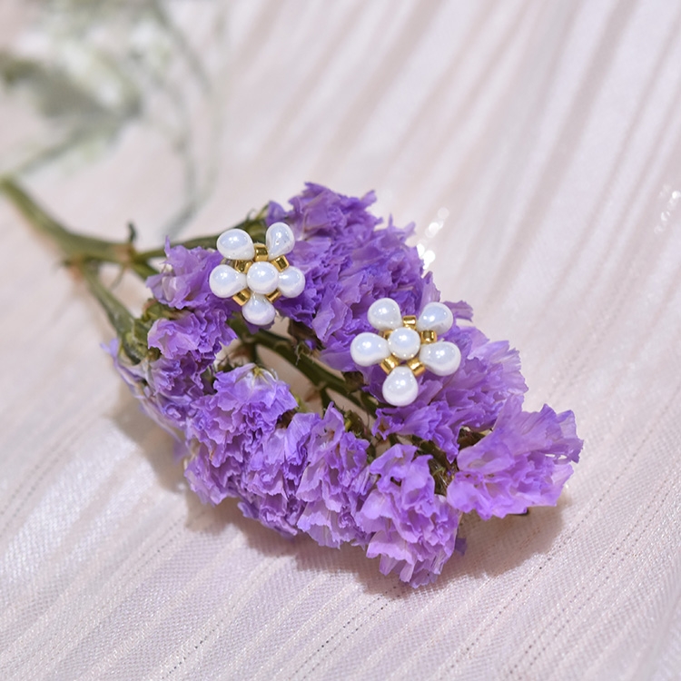 925S银 小众简约个性甜美耳环日本御幸古董珠水滴耳钉女