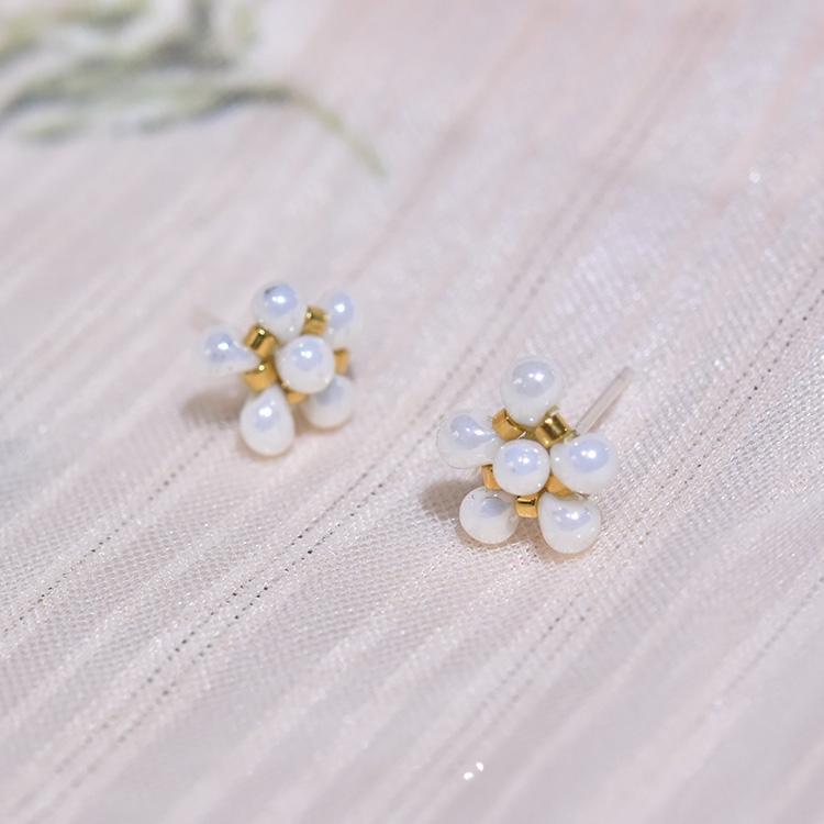 925S银 小众简约个性甜美耳环日本御幸古董珠水滴耳钉女