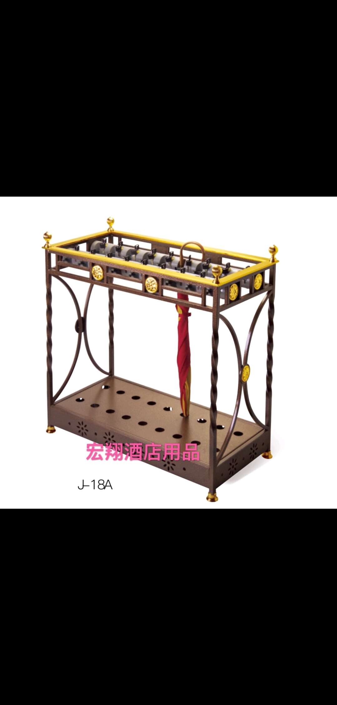 时尚扭铁花雨伞架豪华铁艺带锁创意酒店大堂雨伞机