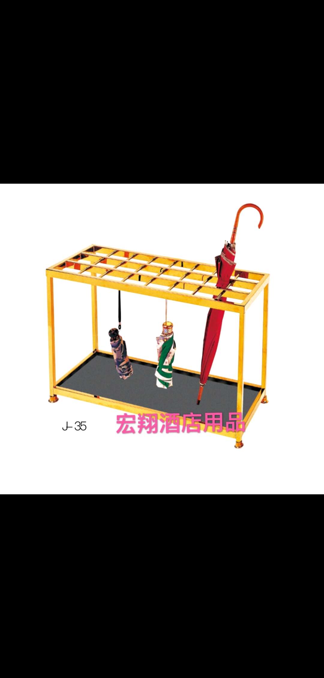 时尚扭铁花雨伞架豪华铁艺带锁创意酒店大堂雨伞机细节图