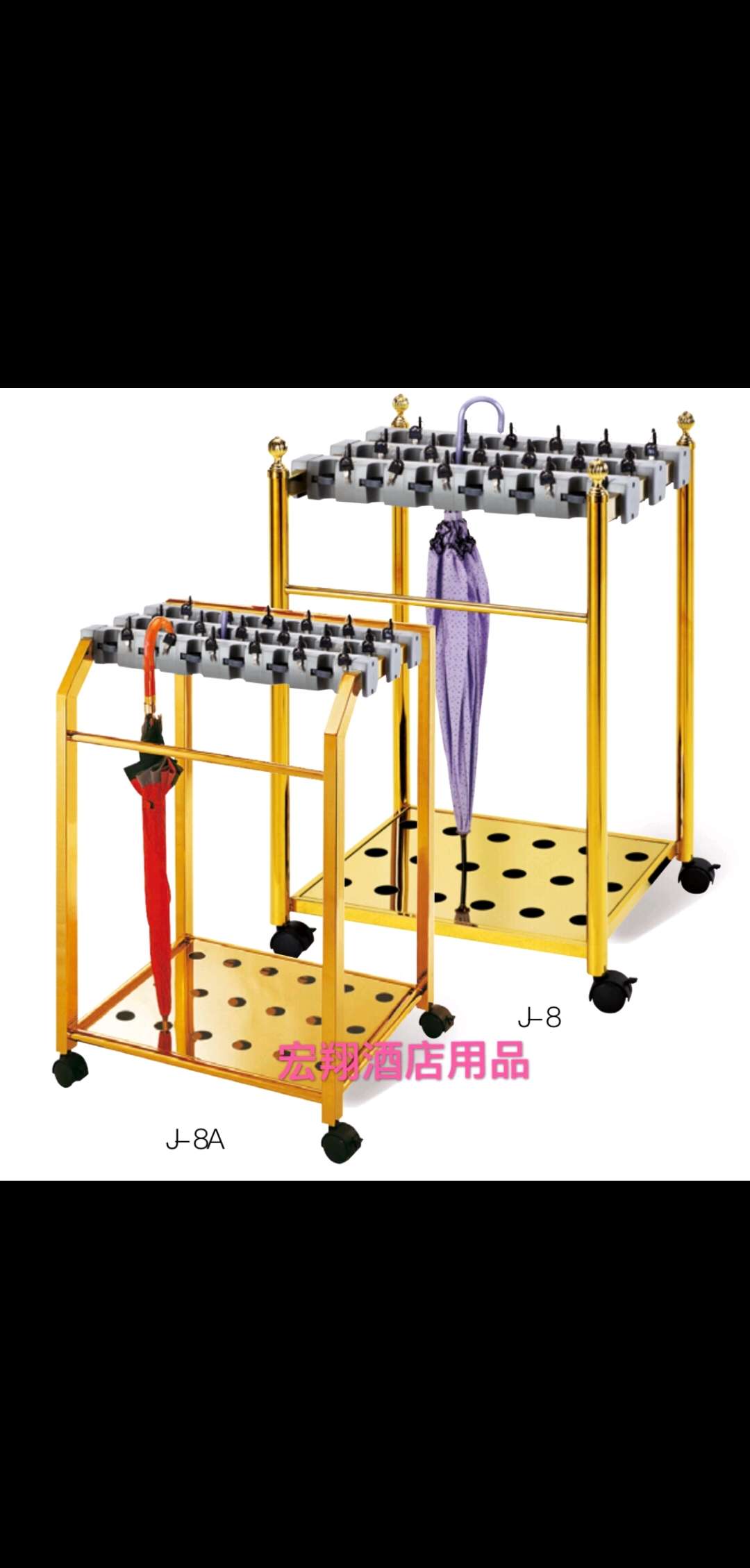 时尚扭铁花雨伞架豪华铁艺带锁创意酒店大堂雨伞机产品图