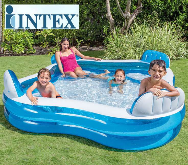 美国INTEX 56475 靠背座位家庭水池 充气水池儿童游泳池图