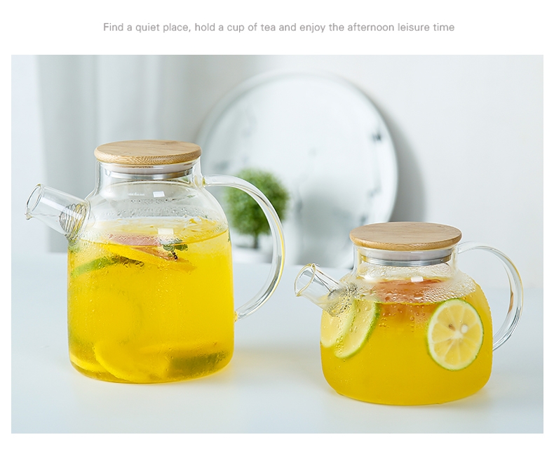 Japanese-style cold water kettle, heat-resistant glass flower boiling teapot, cold boiled water cup, high-temperature resistant household fruit tea cold water kettle, direct-boiling kettle Item Picture
