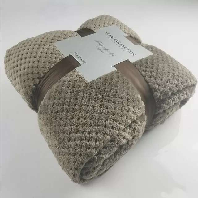 欧式灰色休闲毯毛线毯家装样板间软装流苏针织毯沙发蜂巢绒毯