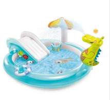 美国INTEX 57165 鳄鱼滑梯喷水公园水池 婴儿充气 儿童游泳池浴池