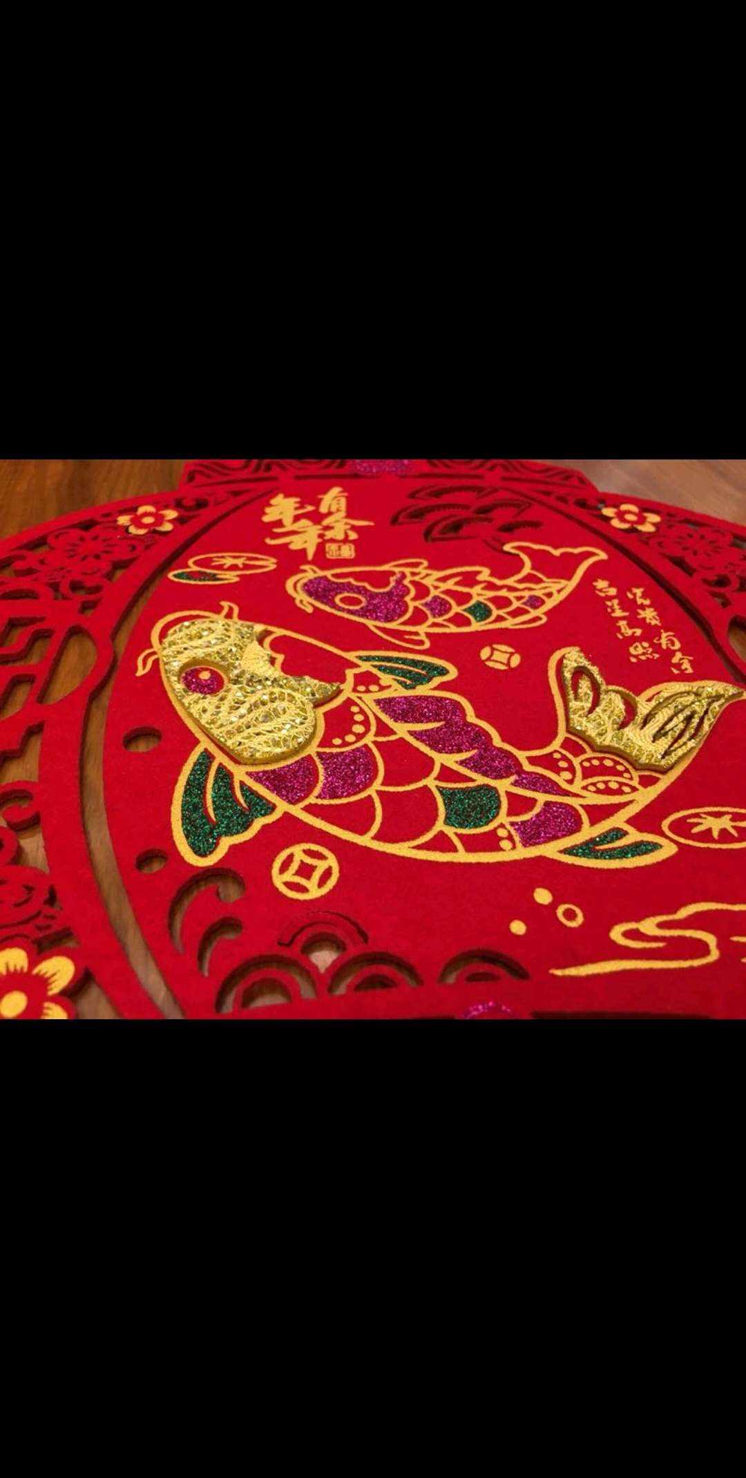 2019 New style velvet fabric colored gold three-dimensional paper-cut lantern Chinese New Year Decoration Pendant Item Picture