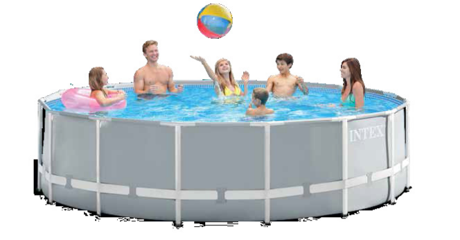 INTEX26700 10尺灰色圆形管架水池 免充气支架水池 家庭游泳池图