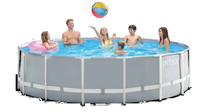 INTEX26700 10尺灰色圆形管架水池 免充气支架水池 家庭游泳池