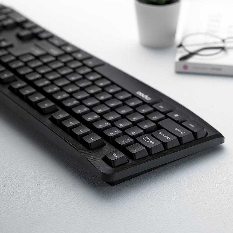 雷柏NX1800有线键盘鼠标套装台式笔记本电脑抗菌办公键盘鼠标套装白底实物图