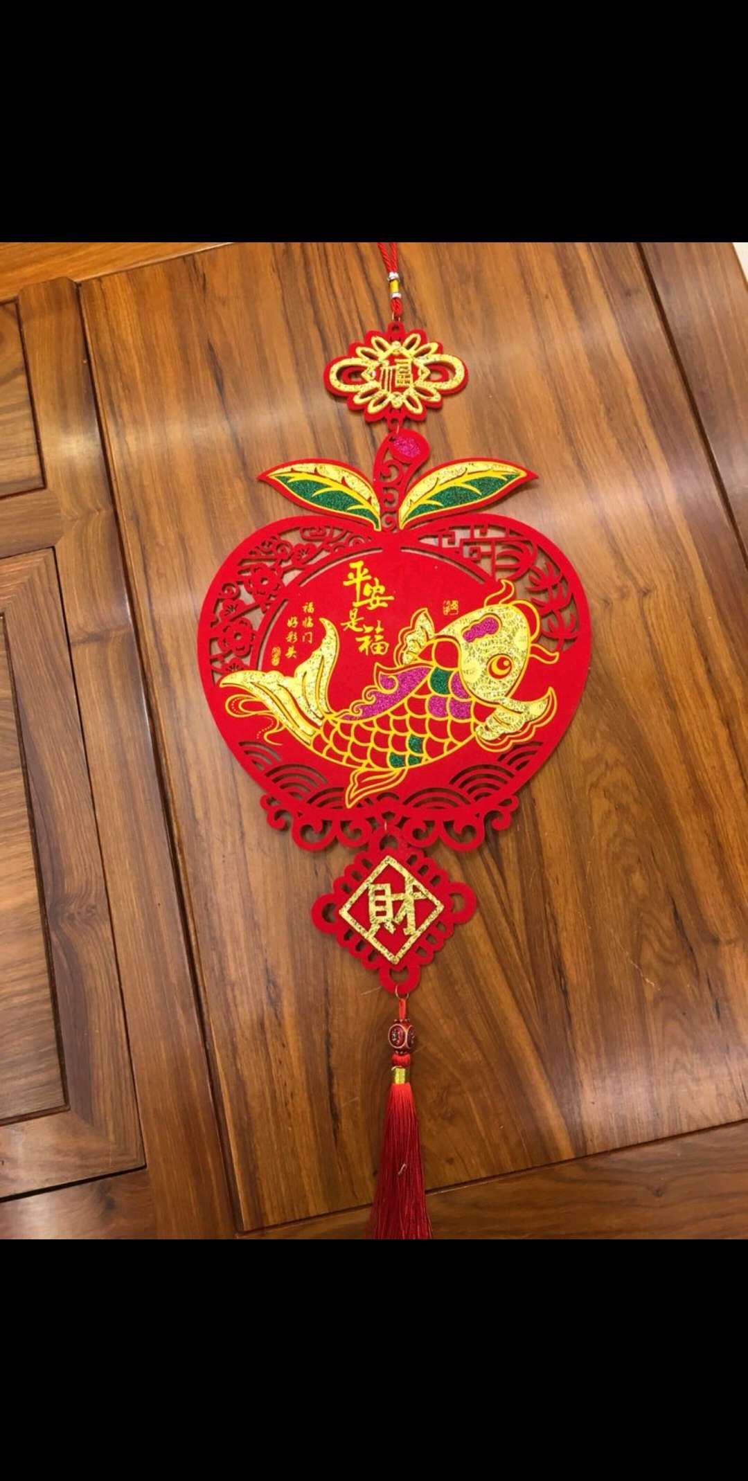 2019 New Style velvet fabric color gold three-dimensional paper-cut Peace and Blessing Chinese New Year Pendant