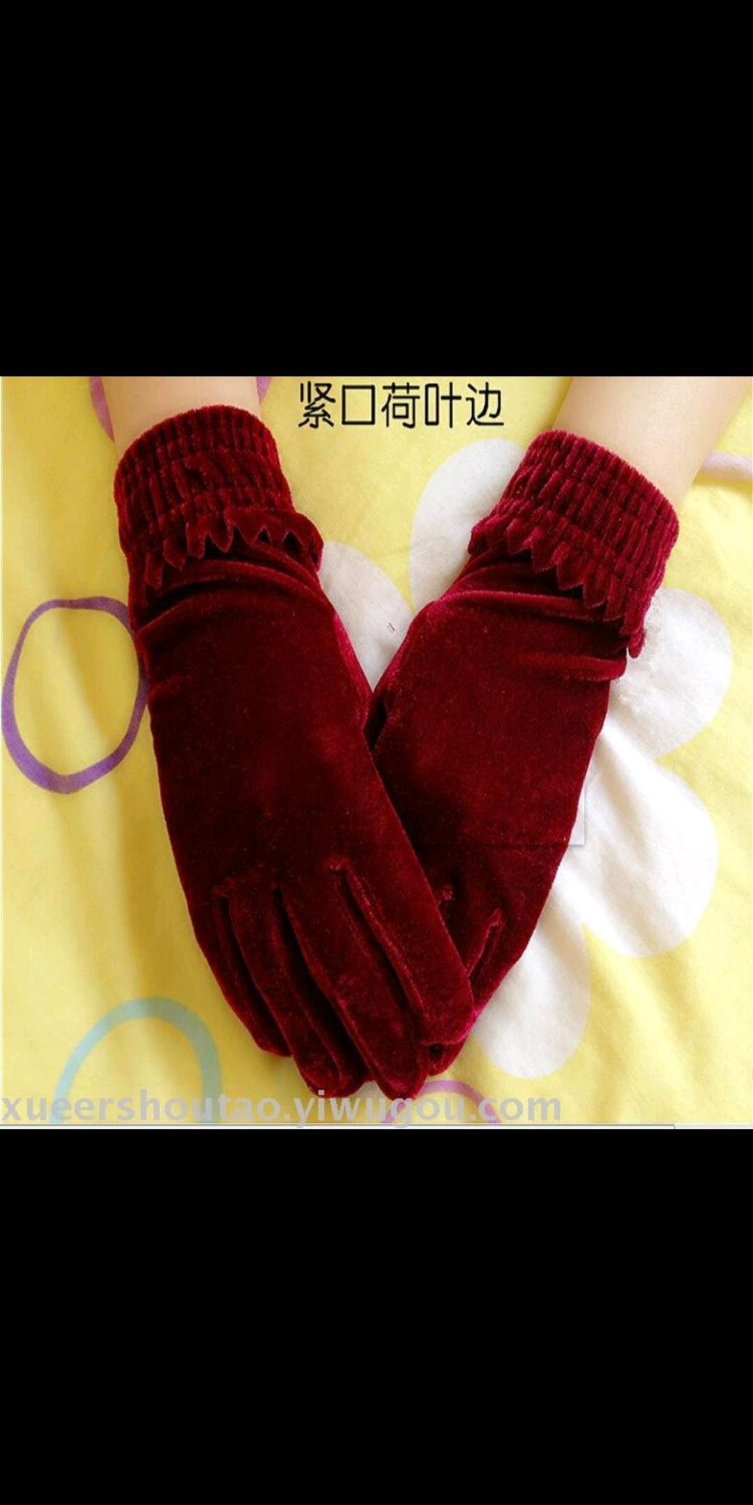 Velveteen tight elastic gloves