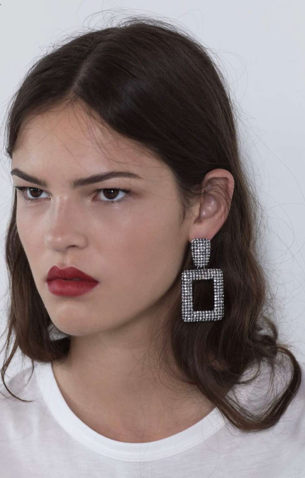 Europe and the United States cross - border jewelry geometric square full of atmospheric fashion earrings thumbnail