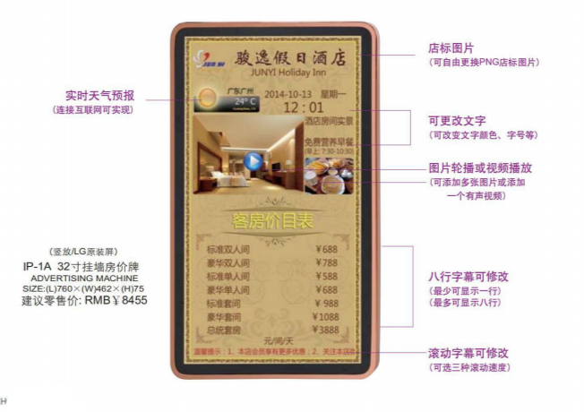 IP-1A  32寸挂墙房价牌（竖放/LG原装屏）