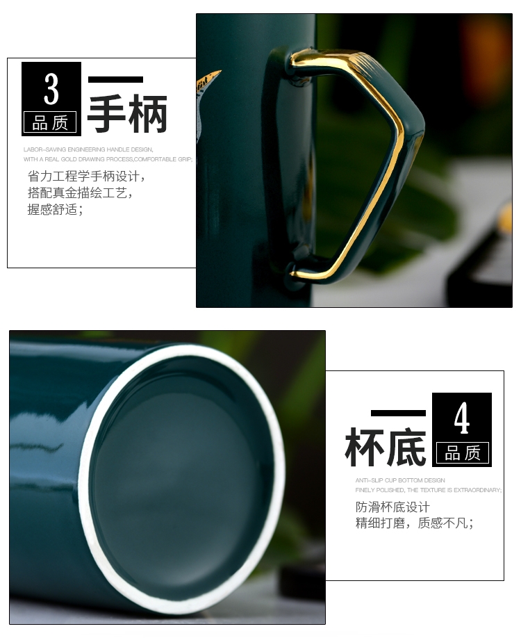 北欧ins网红陶瓷杯子创意男女学生家用水杯带盖勺马克杯家用茶杯详情图7