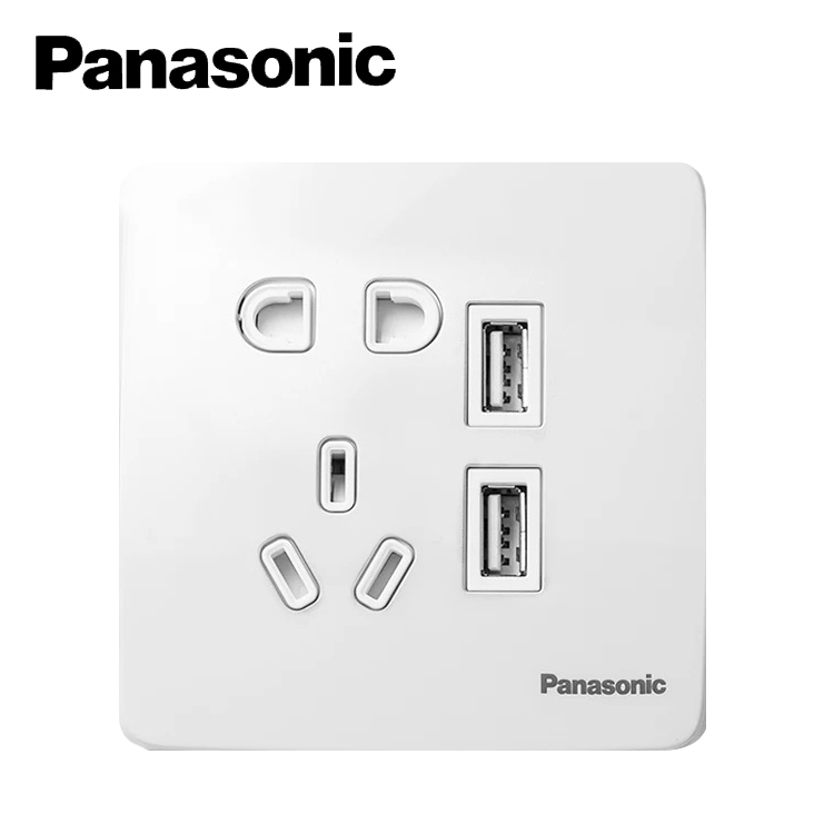 Panasonic switch socket Quyue Yabai Series with two or three plugs and five holes with USB socket, USB five holes Specification image
