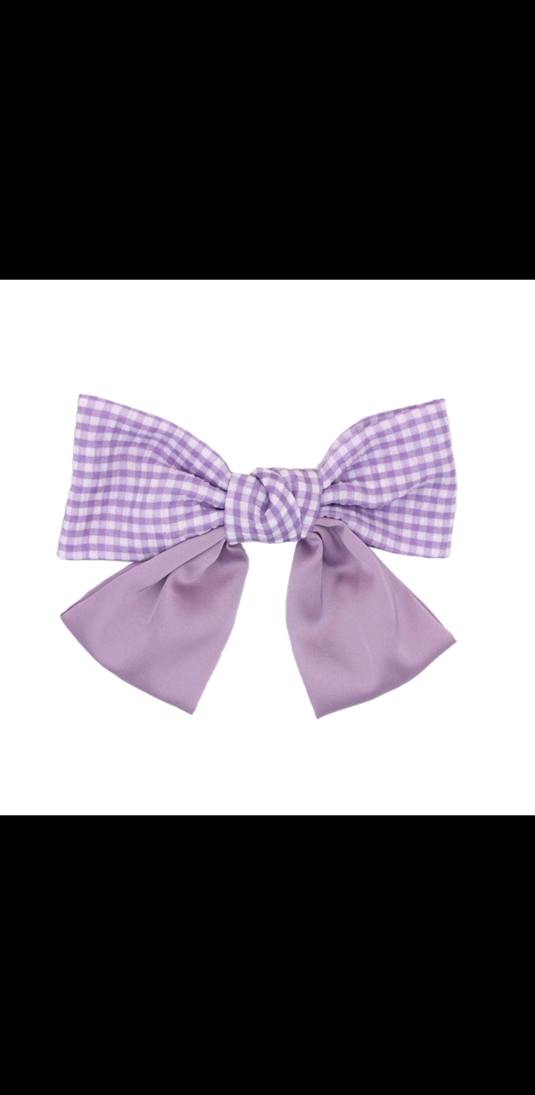 Purple tie with oversized bow hair clip at the back of the head clip hair clip with web celebrity hair accessory at the top thumbnail