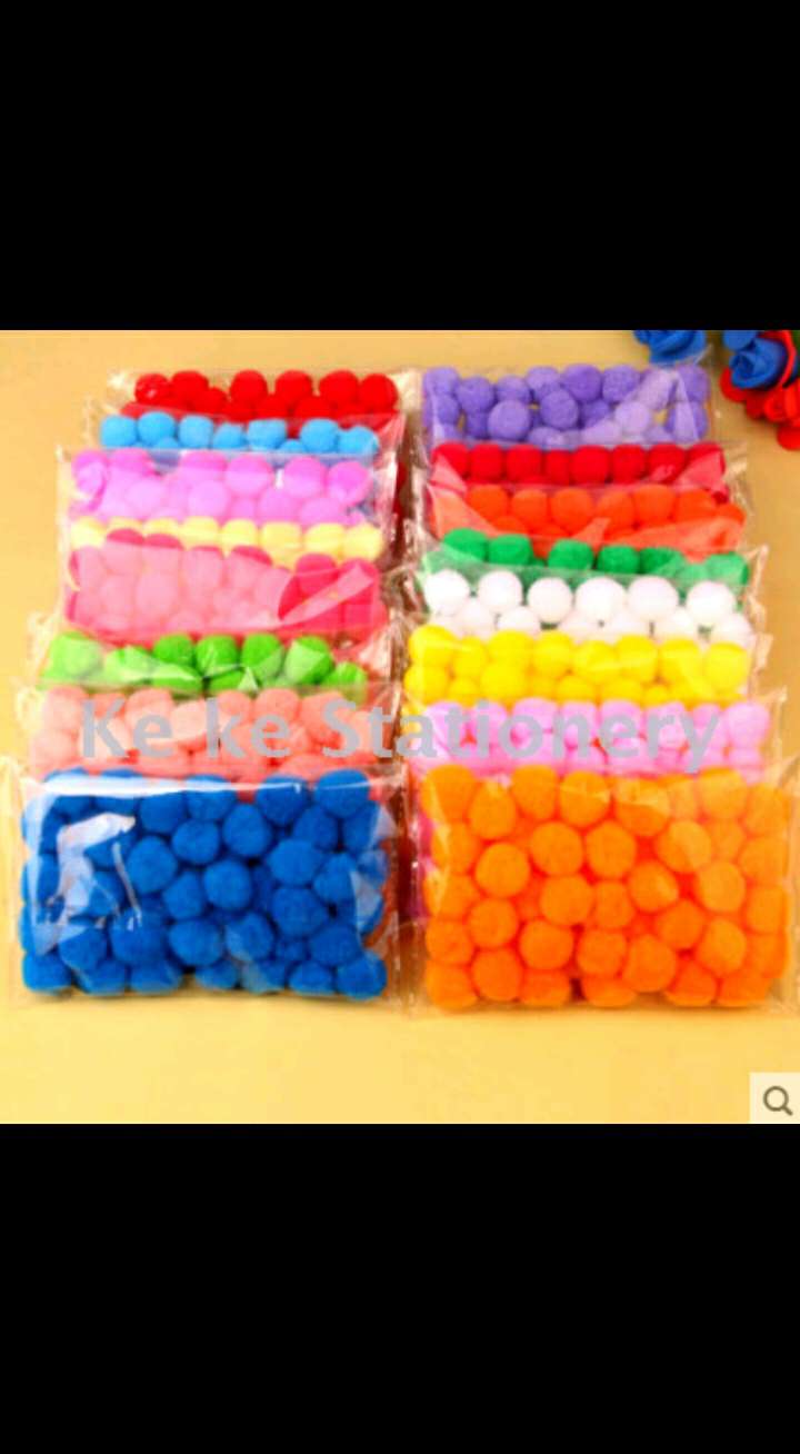 DIY儿童美工配件毛绒球 毛毛球手工制作材料彩球配件