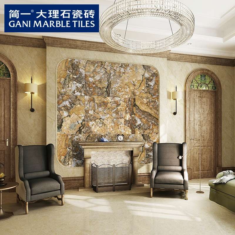 简一大理石瓷砖 香格里拉 电视背景墙瓷砖客厅拼花地砖（尺寸900*900）细节图