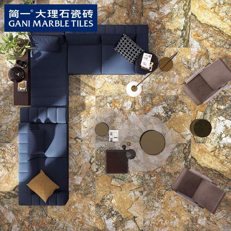 简一大理石瓷砖 香格里拉 电视背景墙瓷砖客厅拼花地砖（尺寸900*900）产品图