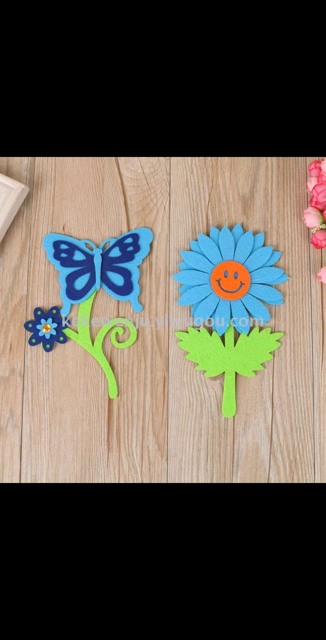 Large non-woven fabric stickers are pasted on the flower walls of primary school classrooms and children's rooms details Picture