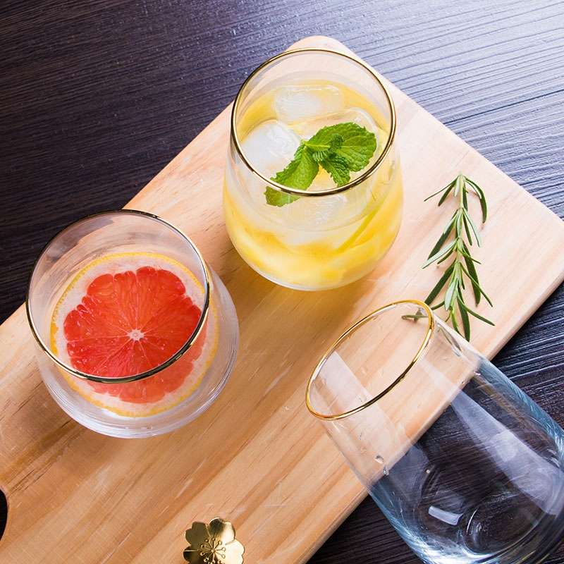 Direct sales of short water cups, gold-rimmed cups, ins feng shui cups, juice cups and beverage cups in stock Item Picture