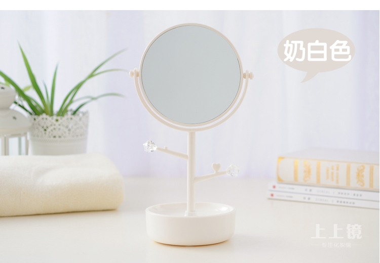 多功能首饰盒台式化妆镜桌面高清大号收纳置物双面梳妆公主美容镜详情图6