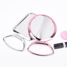 美容院镜子化妆镜 随身镜木质复古手拿便携梳妆镜 大号手柄镜圆形11