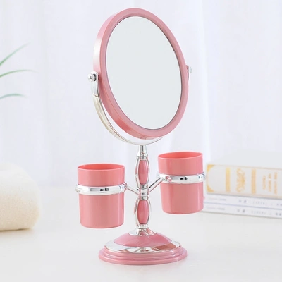 European Desktop Makeup Mirror Storage Box Storage Mirror Double Side Dressing 3 Times Magnification Portable Wedding Princess Table Mirror