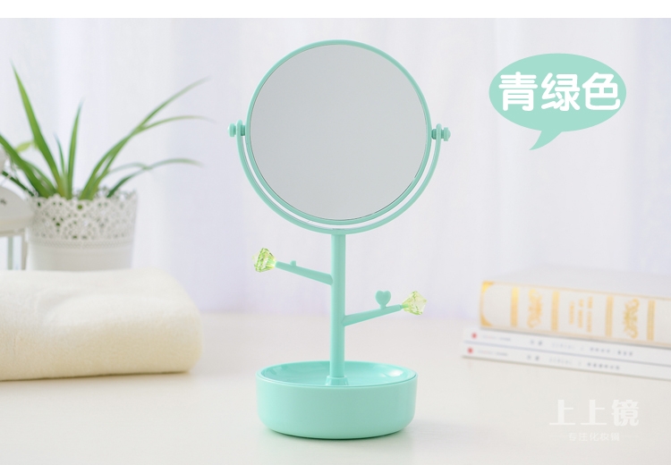 多功能首饰盒台式化妆镜桌面高清大号收纳置物双面梳妆公主美容镜详情图10