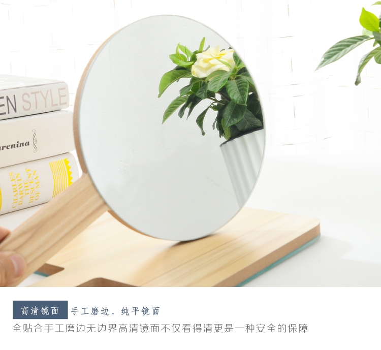 超大木质手柄镜高清化妆镜手持手拿镜牙科美容镜纹绣专用木纹日式详情图6